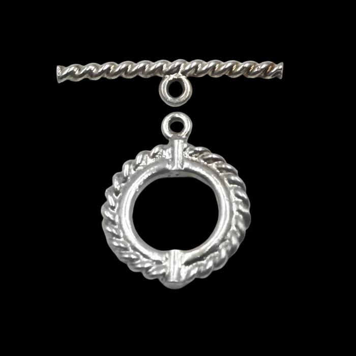 (STG-099) Decorative Rope Edge Sterling Silver Toggle Set