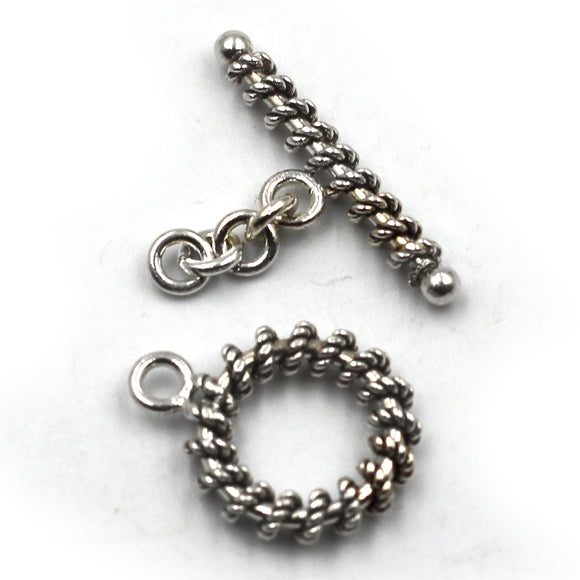 (Stg-124) Sterling Silver Twist Wire Toggle Clasp