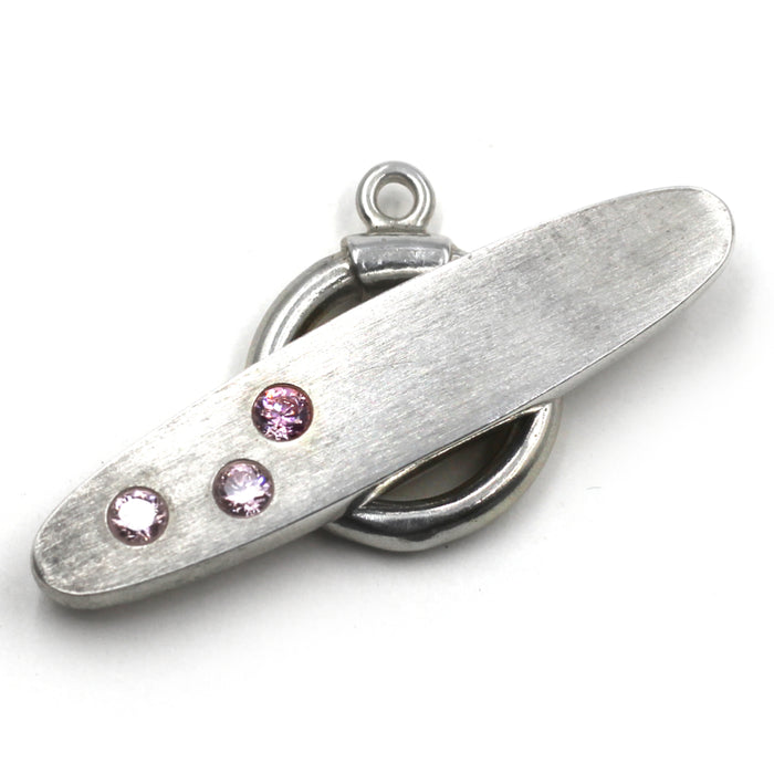 Sterling Toggle With Pink CZ