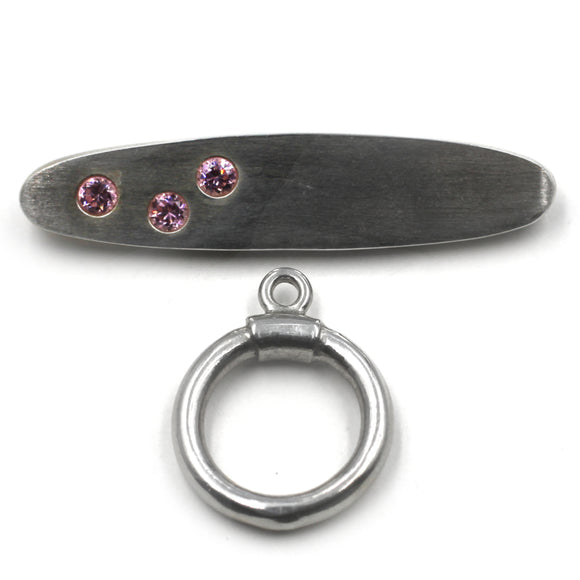 Sterling Toggle With Pink CZ