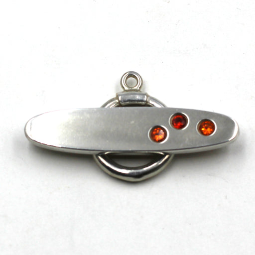 Sterling Toggle With Orange CZ