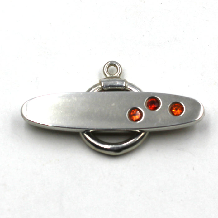 Sterling Toggle With Orange CZ