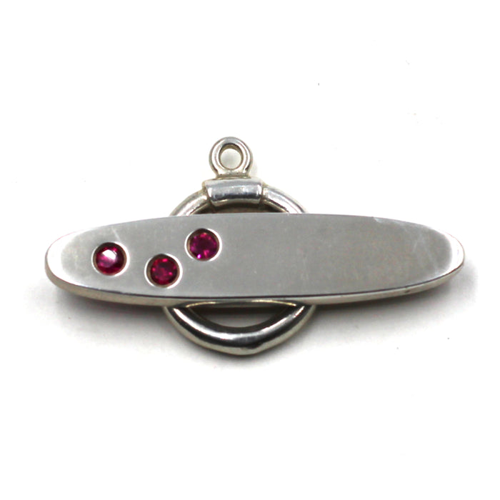 Sterling Toggle With Fuchsia CZ