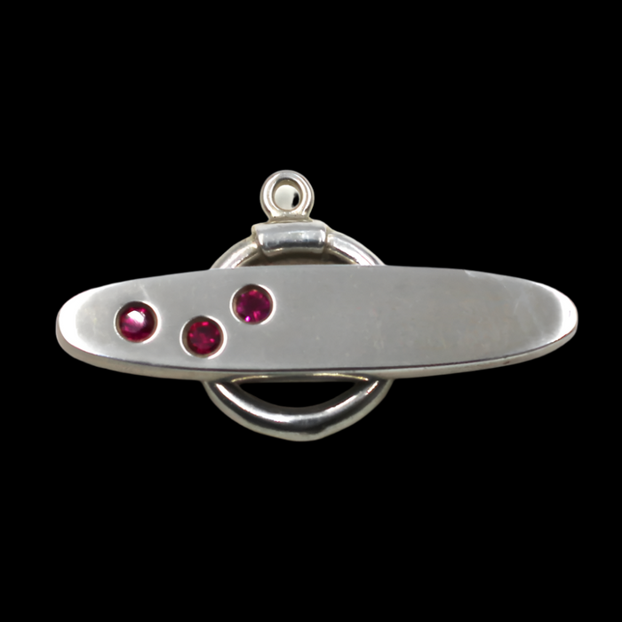 (STG-007) Sterling Toggle With Fuchsia CZ