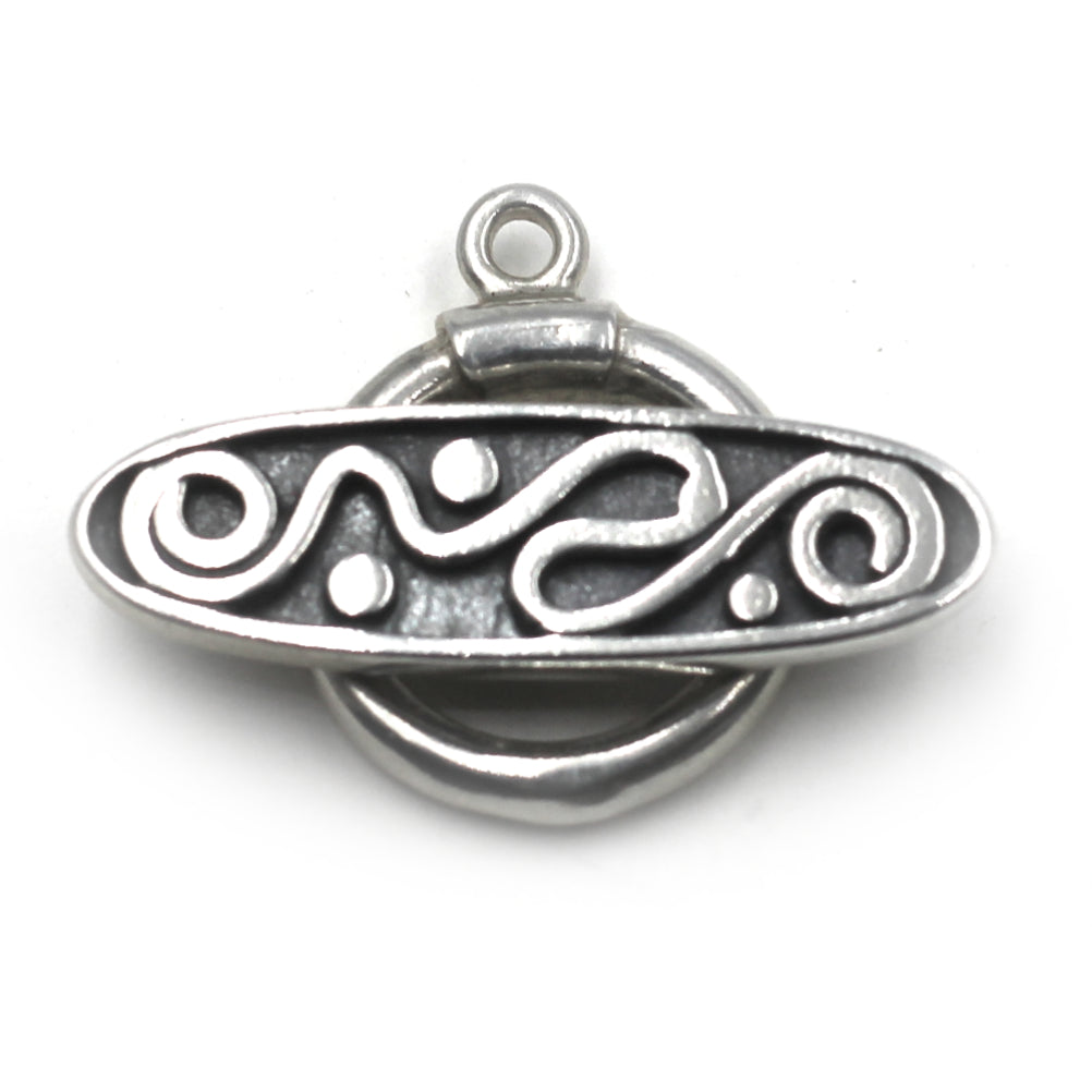 Sterling Silver Toggle Clasp, Curved Freeform Design (Each)