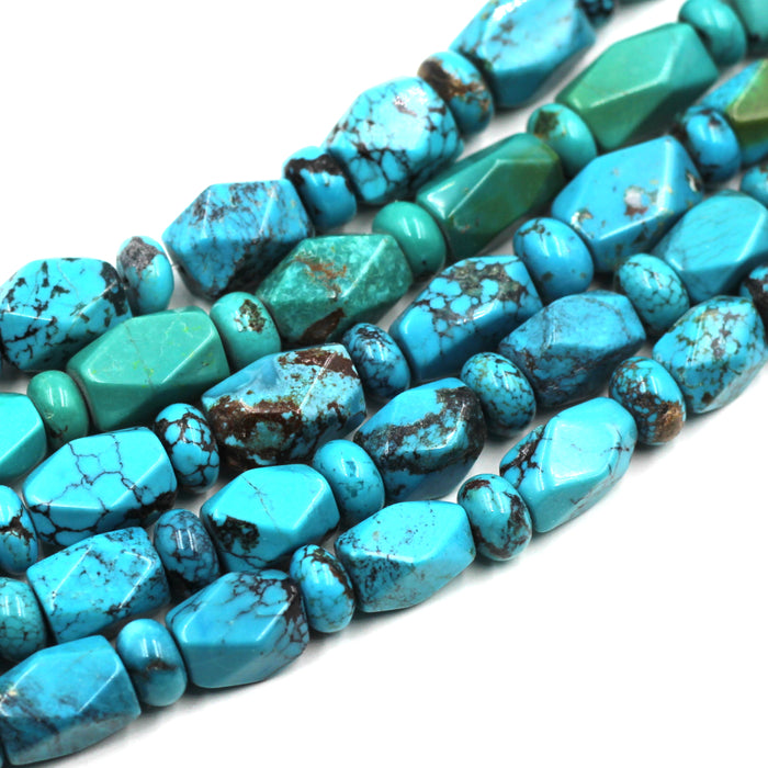 Faceted Turquoise Barrels & Roundelles