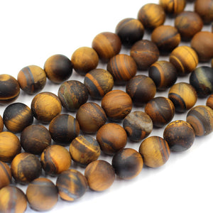 10mm round matte tigers eye beads