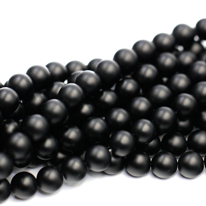(bom004) 10mm matte Black Onyx Rounds - Scottsdale Bead Supply