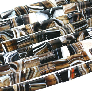 (ba005) Banded Agate Flat Rectangle Beads - Scottsdale Bead Supply