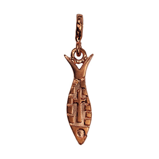 Handmade Bronze Fish and Cross Pendant by Old World Bronze.