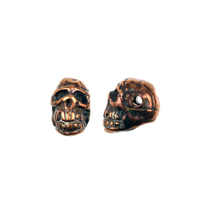 (bzbd117-N0198) Bronze Skull Bead - Scottsdale Bead Supply