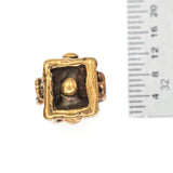 (bzbd198-9681) Bronze textured bead with dot on sides