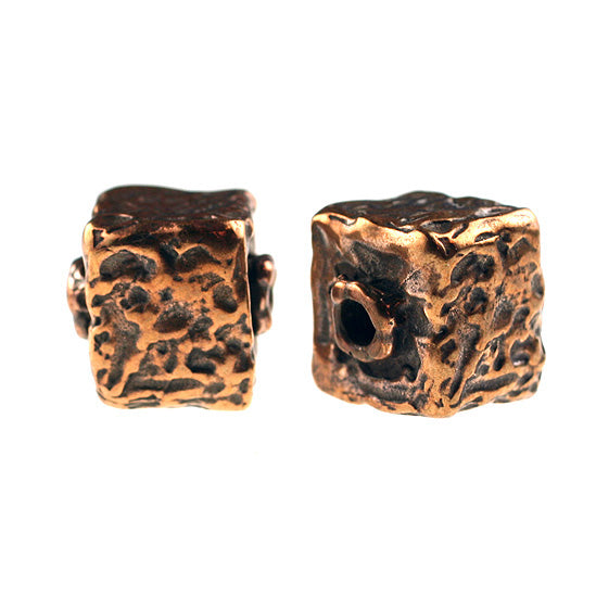 (bzbd135-9657) Bronze Textured Cube - Scottsdale Bead Supply
