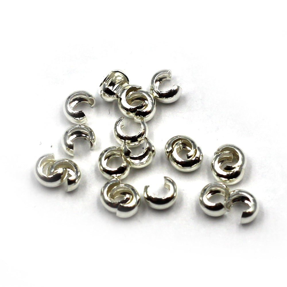 sf010) 20 pcs. 3mm Sterling Silver Crimp Covers