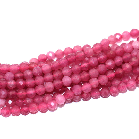 3mm faceted round pink tourmaline