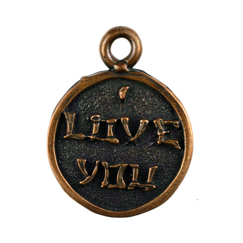 Bronze "I Love You" round pendant