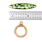 (bzct056-N011) Bronze Inlay Toggle with Turquoise and Synthetic Opal