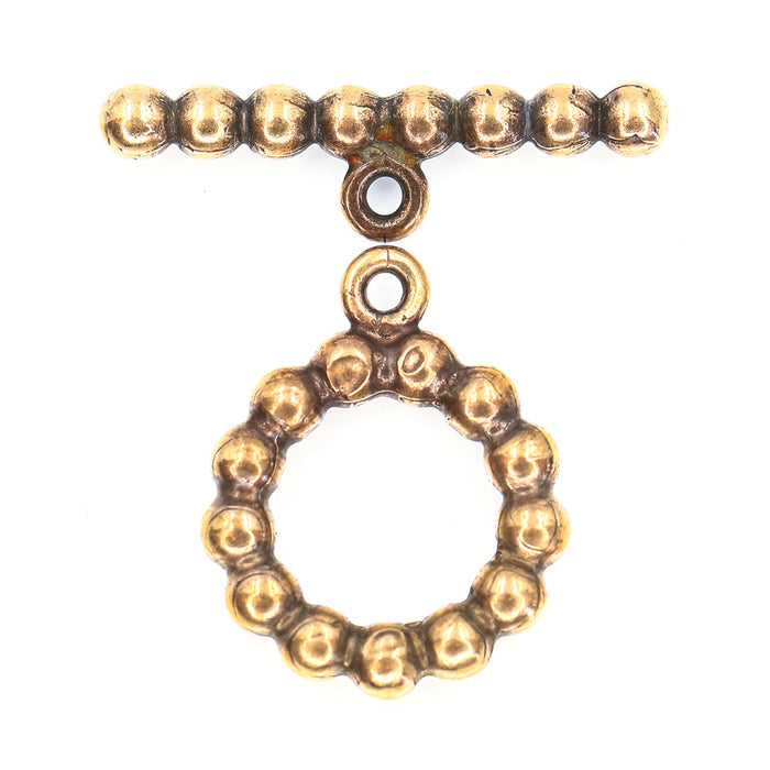 (bzct037-8933) Bronze contiguous balls round toggle clasp.