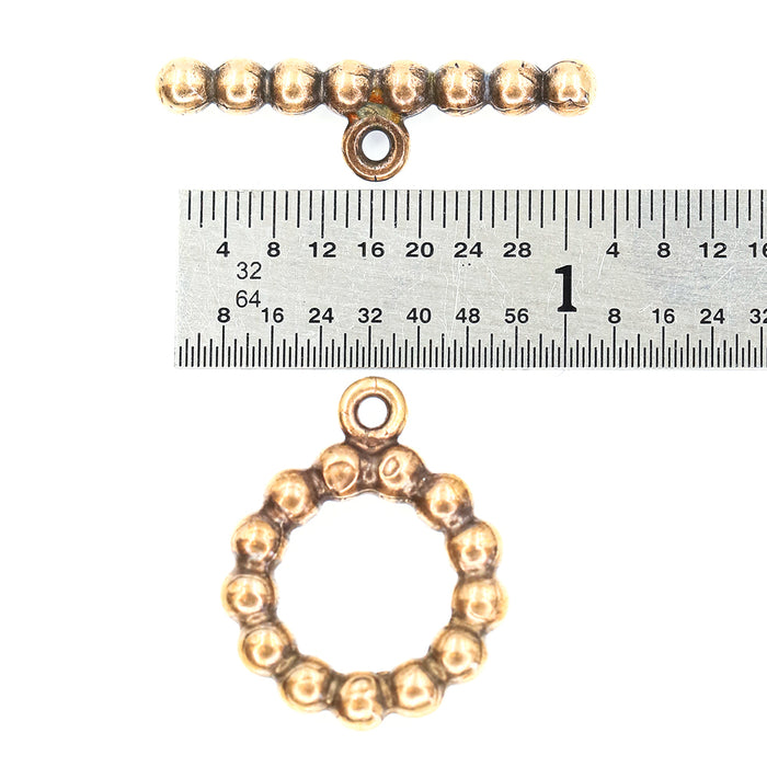 (bzct037-8933) Bronze contiguous balls round toggle clasp.