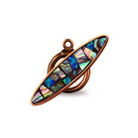 Bronze Inlay Toggle with Abalone and Synthetic Opal