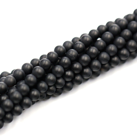 (bom005) 4mm Black Onyx Beads - Scottsdale Bead Supply