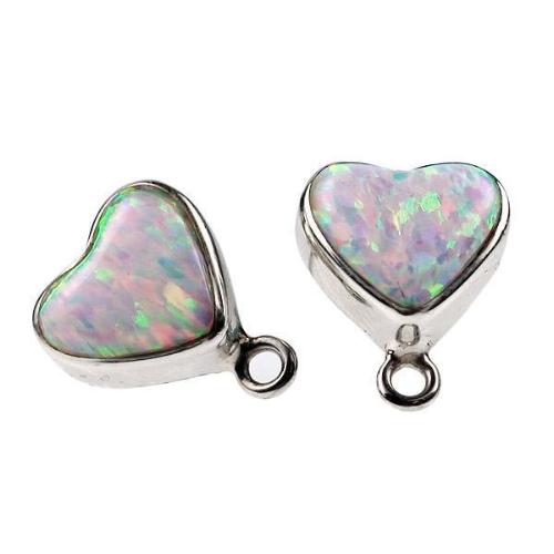 White Synth. Opal Heart