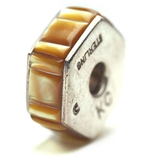 Inlay Hexagon 8 mm X 20 mm Gold Lip Shell