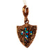 Bronze Roman Shield & Cross Pendant Inlaid With Synthetic Opal