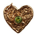 Bronze Flat Heart, 2mm Thick w/Peridot Center stone