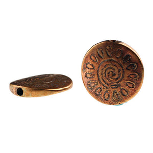 (bzbd039-9686) Bronze flat sun bead - Scottsdale Bead Supply