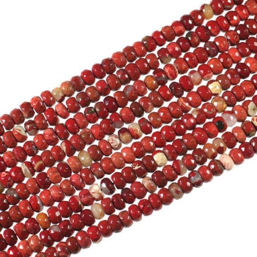 Faceted 8mm Red Jasper Rondells