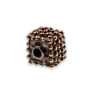 (bzbd031-9656) Handmade Solid Bronze Square Dotted Bead. - Scottsdale Bead Supply