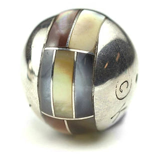 Inlay Round (brick lay) 15 mm Brown, Gold Lip, Hammer