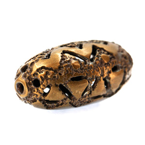 (bzbd172-8672) Solid Bronze Oblong Textured bead