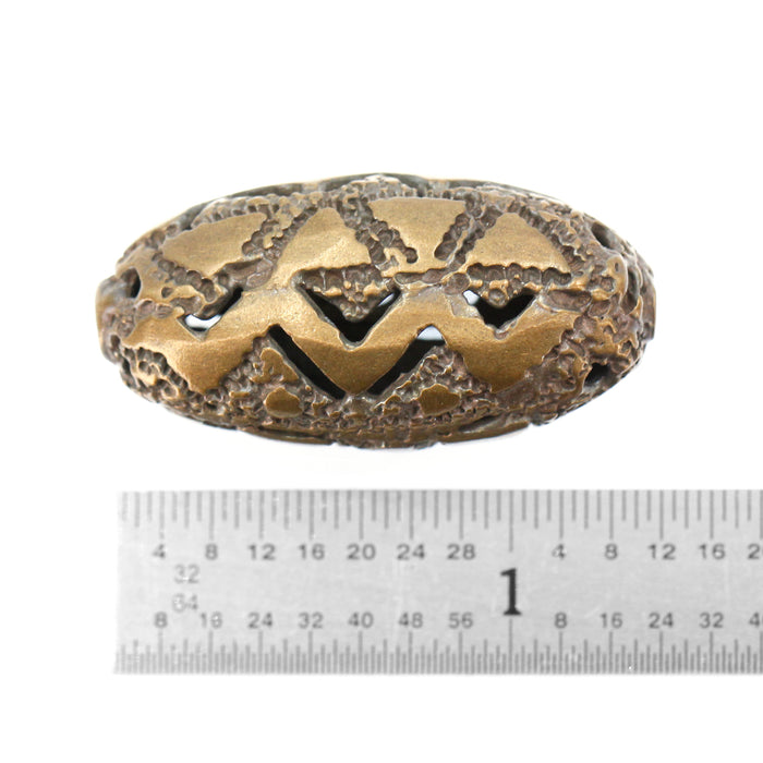 (bzbd172-8672) Solid Bronze Oblong Textured bead