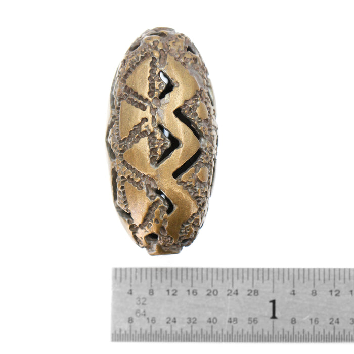 (bzbd172-8672) Solid Bronze Oblong Textured bead