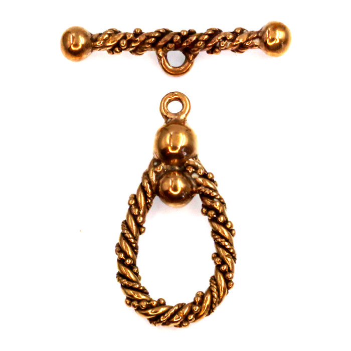 (bzct036-8919) Bronze teardrop shape toggle clasp.