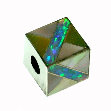 Inlay Cube 12mm3 Pink Mussel w/Opal