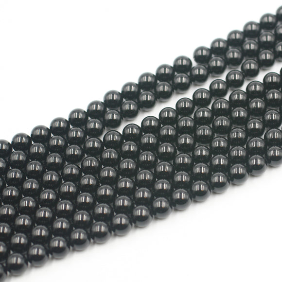 (blackonyx001) 8mm Round Black Onyx - Scottsdale Bead Supply