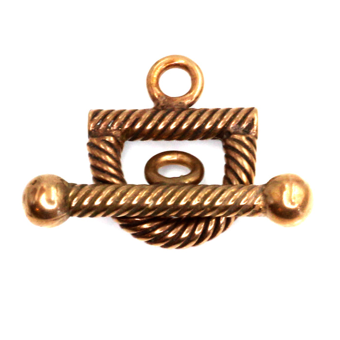 (bzct041-9060) Bronze stirrup shape, lined texture toggle clasp.