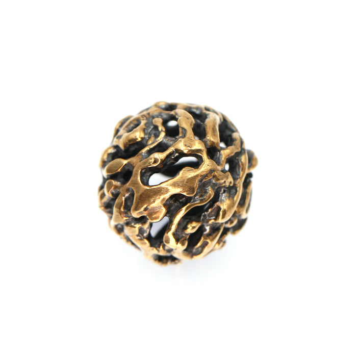 (bzbd007) Bronze Free-Form Large Hollow Textured Ball Bead