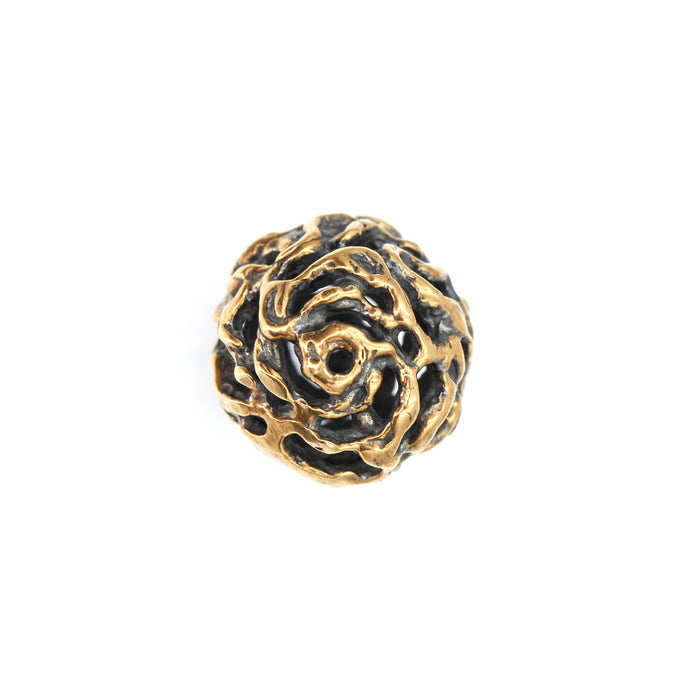 (bzbd007) Bronze Free-Form Large Hollow Textured Ball Bead