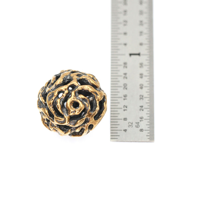(bzbd007) Bronze Free-Form Large Hollow Textured Ball Bead