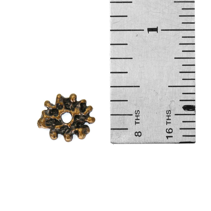 (bzbd005) Flat Knobby Bronze Texture Spacer Bead