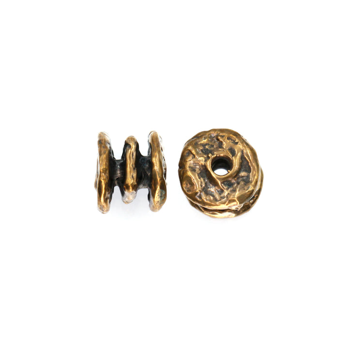 (bzbd009) Handmade Solid Bronze 12mm Round Triple Spacer Bead