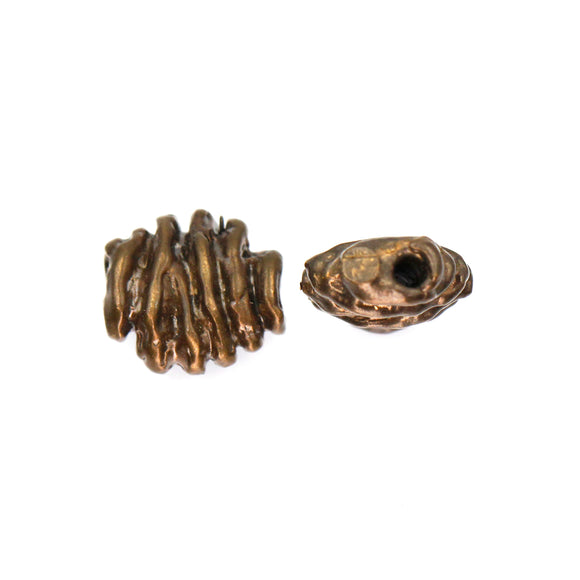 (bzbd011-9396) Bronze flattened bee hive shape bead