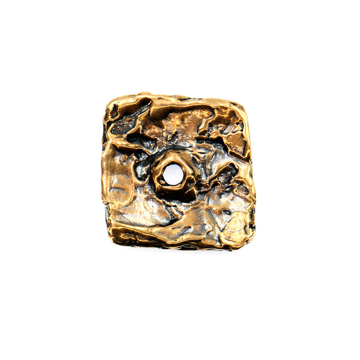 (bzbd121) Flat Bronze Square Textured Bead