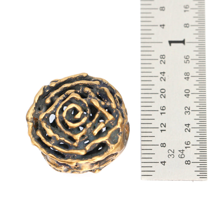 (bzbd017) Bronze Free-Form Large Round Hollow Bead