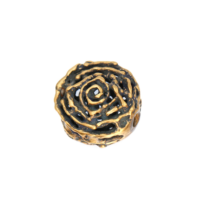 (bzbd017) Bronze Free-Form Large Round Hollow Bead