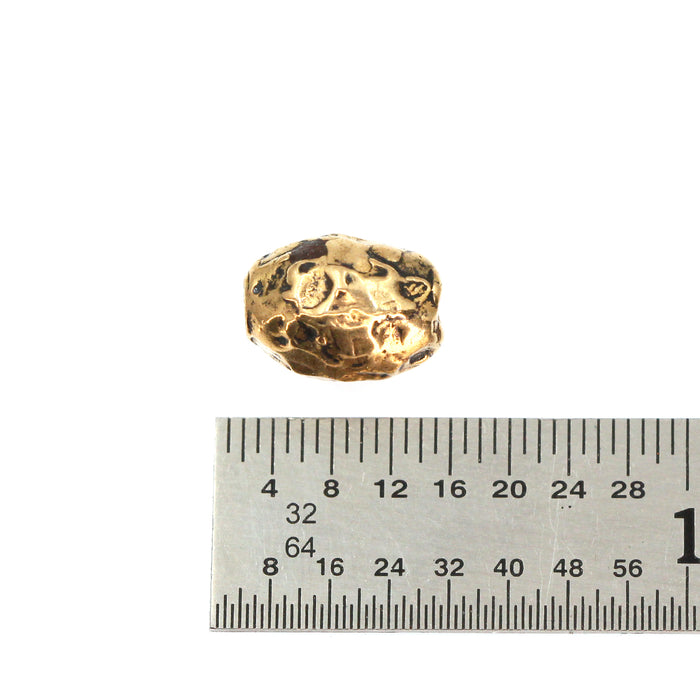 (bzbd021) Solid Bronze Textured Fat Barrel Bead